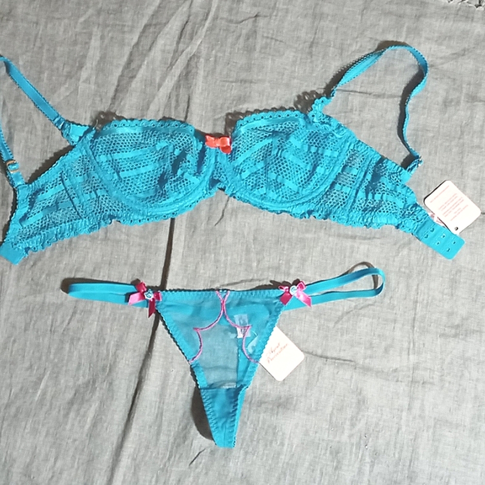 AGENT PROVOCATEUR | Teal Bra & Thong